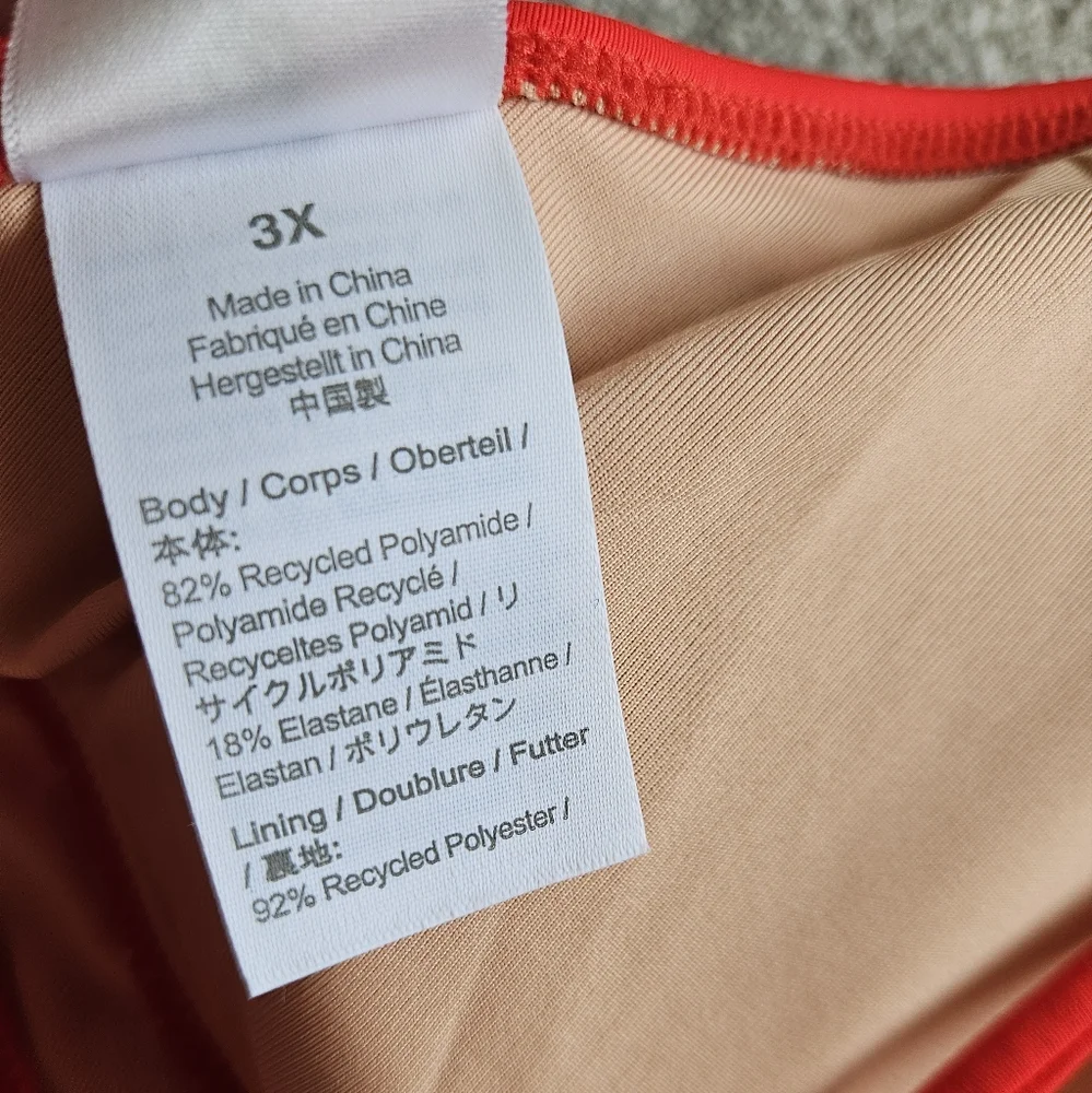 J.Crew plus v neck Moderate Coverage bikini top, 3XL, red